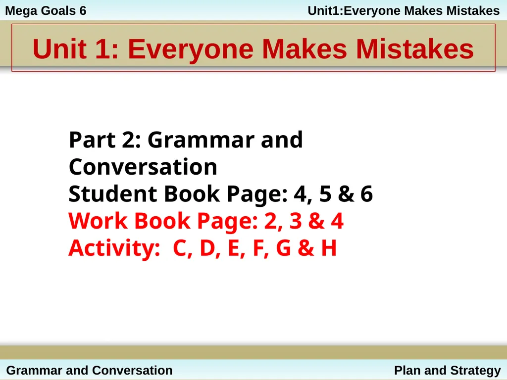 Unit 1: Everyone Makes Mistakes Part 2: Grammar - slide 2 of 25