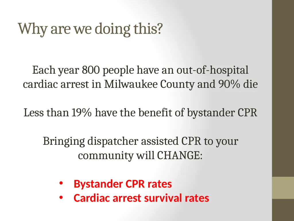 Increasing Cardiac Arrest Survival through - slide 3 of 10