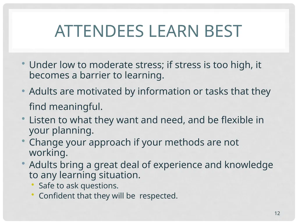 Training basics Overview of conducting effective - slide 12 of 39