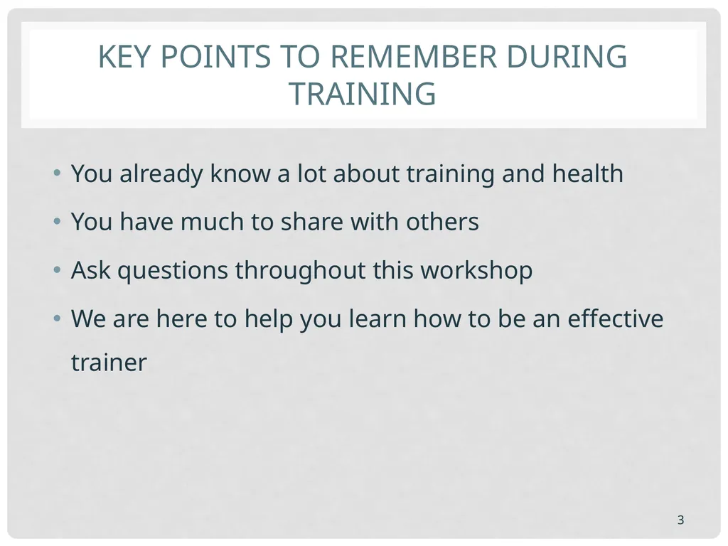 Training basics Overview of conducting effective - slide 3 of 39