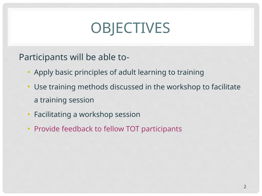 Training basics Overview of conducting effective - slide 2 of 39