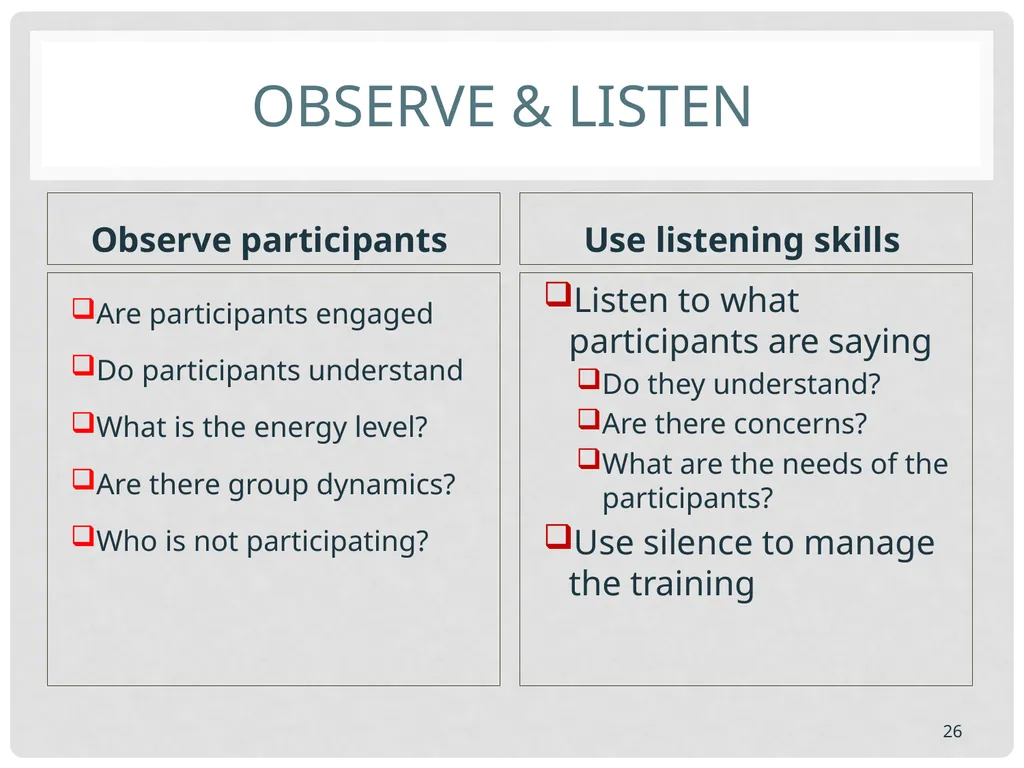 Training basics Overview of conducting effective - slide 26 of 39