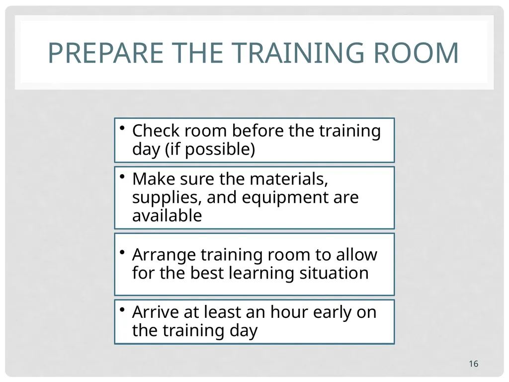 Training basics Overview of conducting effective - slide 16 of 39