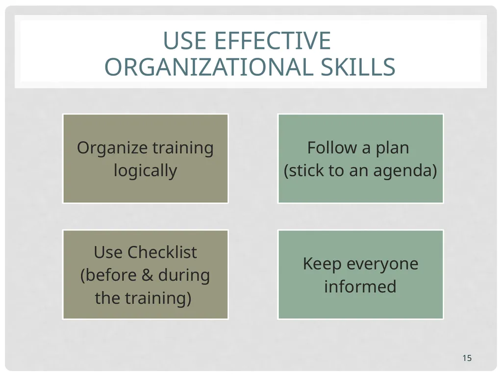 Training basics Overview of conducting effective - slide 15 of 39