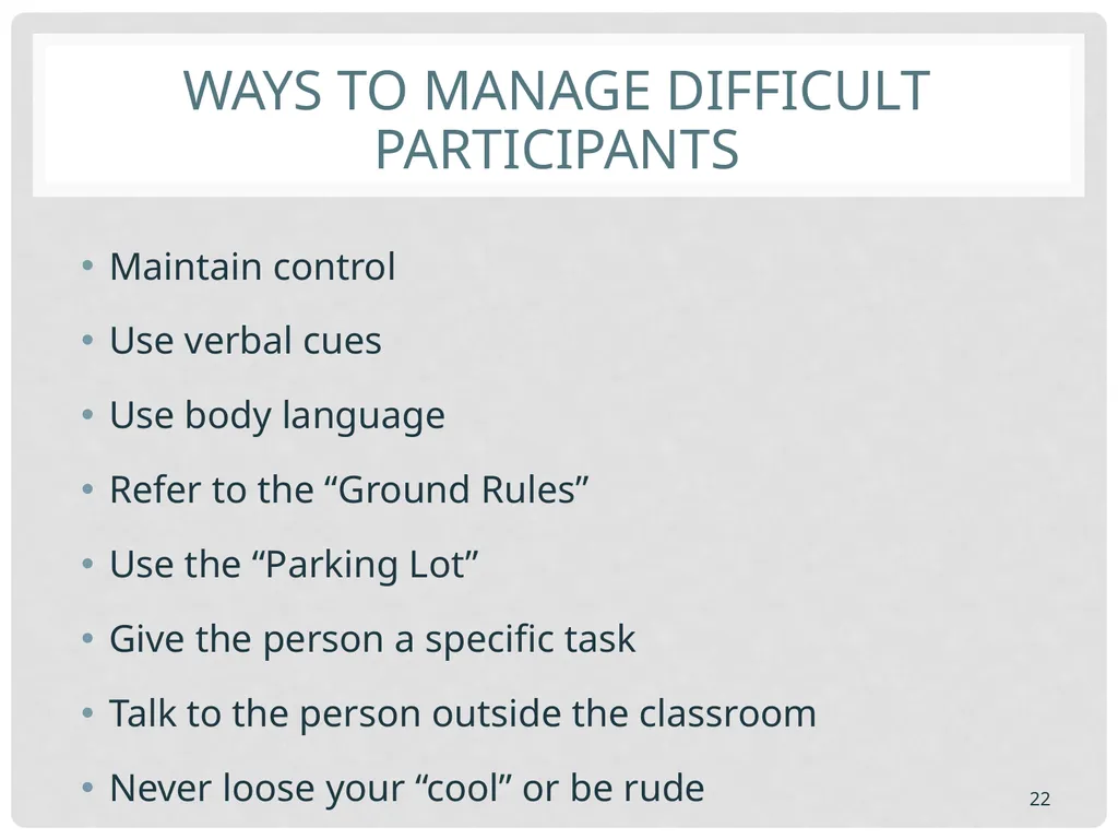 Training basics Overview of conducting effective - slide 22 of 39