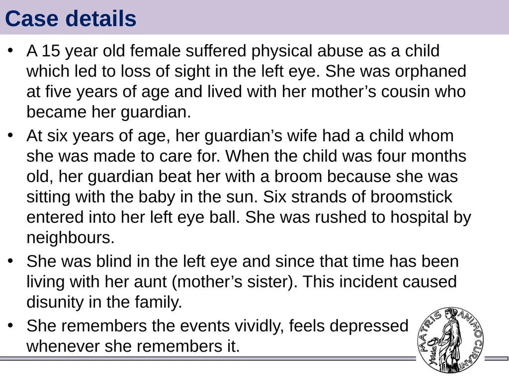 Case 13 for teaching package on domestic violence - slide 4 of 6