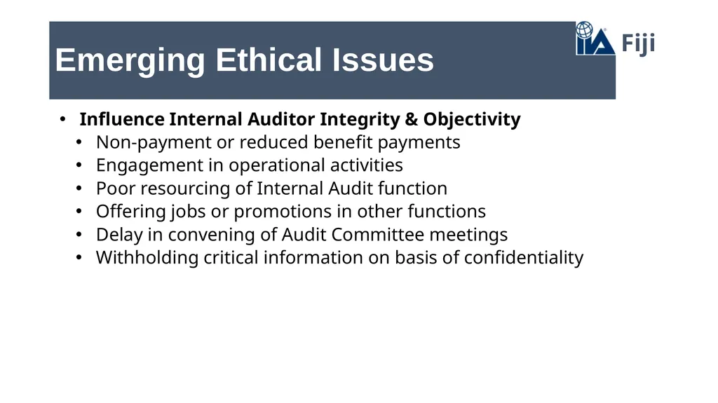 Emerging Ethical Issues facing the profession Ajay - slide 7 of 18