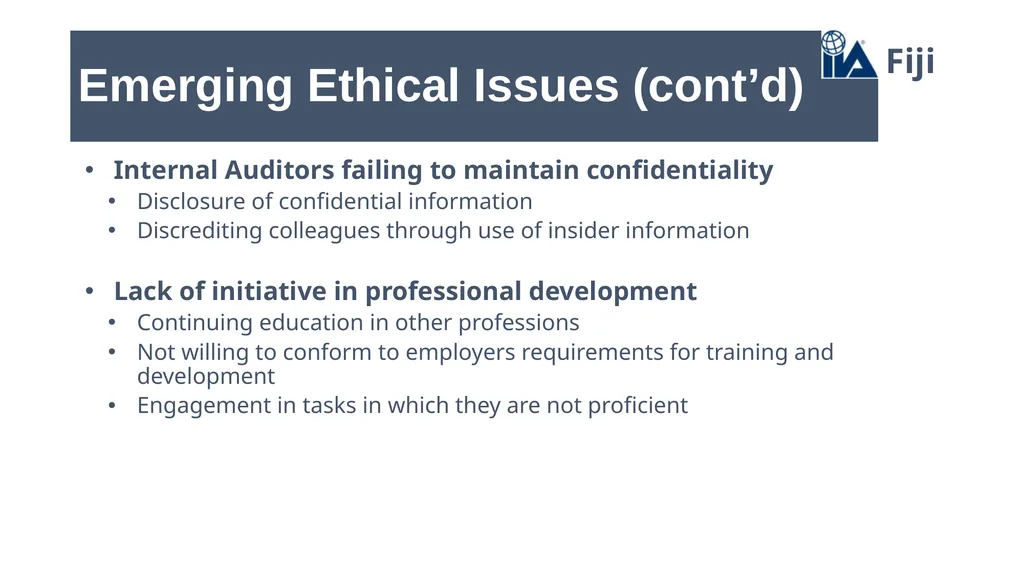 Emerging Ethical Issues facing the profession Ajay - slide 10 of 18