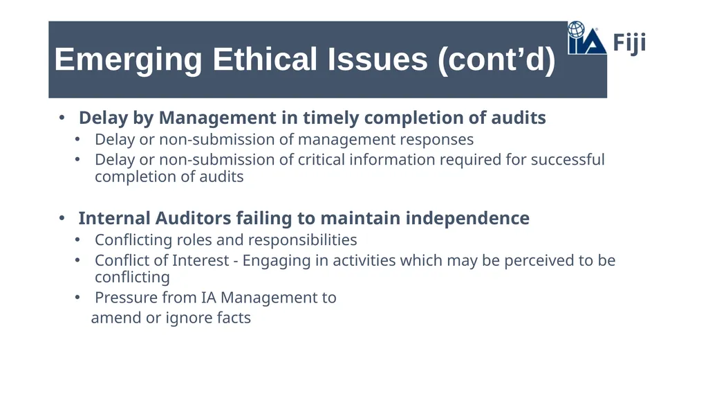 Emerging Ethical Issues facing the profession Ajay - slide 9 of 18