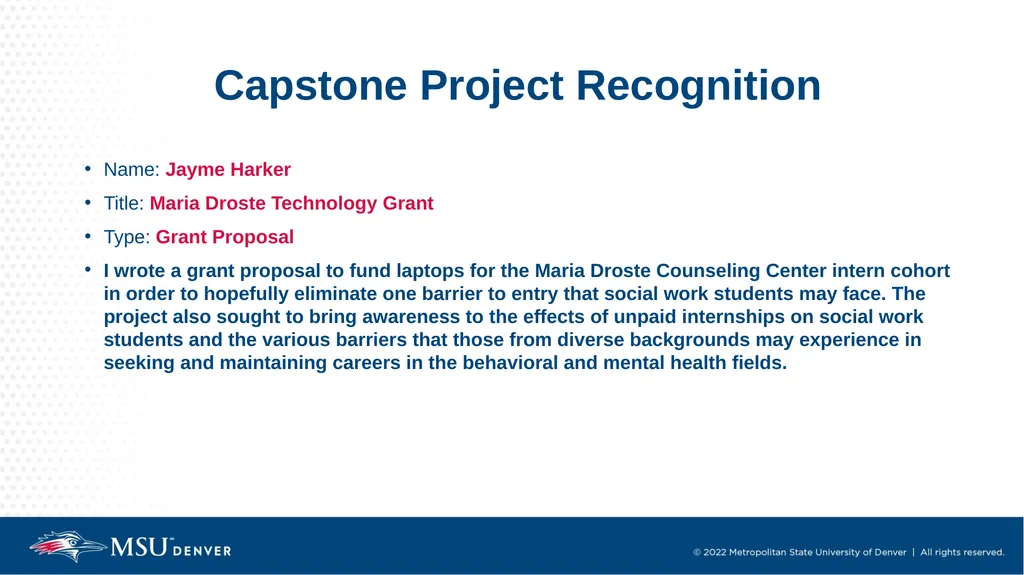 Master of Social Work Pinning & Hooding Ceremony - slide 22 of 48