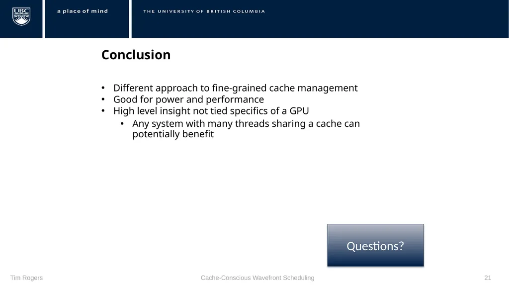 Warp Scheduling Basics Loose Round Robin (LRR) - slide 21 of 21