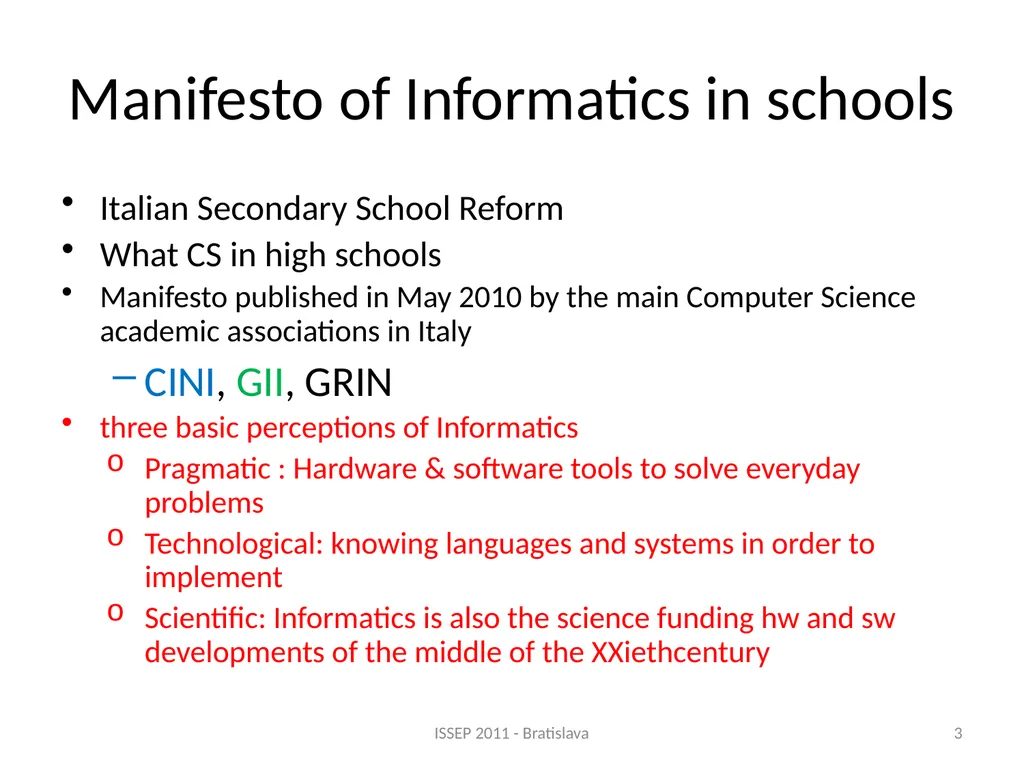 The Art of Programming in a Technical Institute - slide 3 of 16