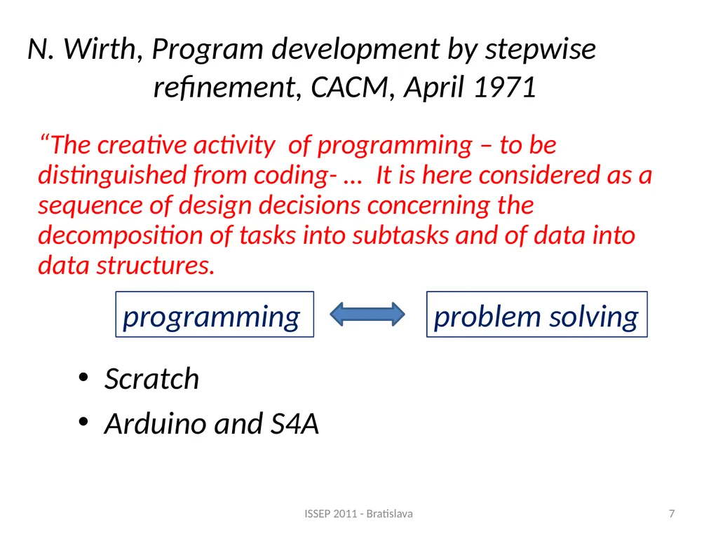 The Art of Programming in a Technical Institute - slide 7 of 16