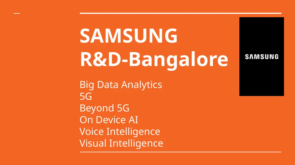 SAMSUNG R&D-Bangalore Big Data Analytics 5G Beyond - slide 1 of 8