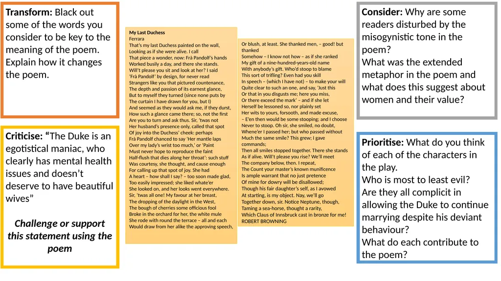 A comparison poem essay is 45 minutes and 30 marks - slide 7 of 19