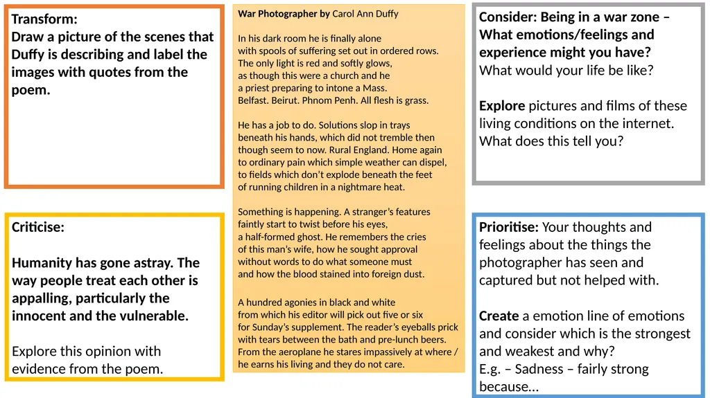 A comparison poem essay is 45 minutes and 30 marks - slide 14 of 19