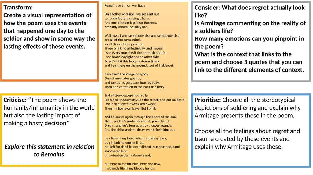 A comparison poem essay is 45 minutes and 30 marks - slide 12 of 19