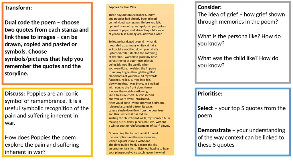 A comparison poem essay is 45 minutes and 30 marks - slide 13 of 19