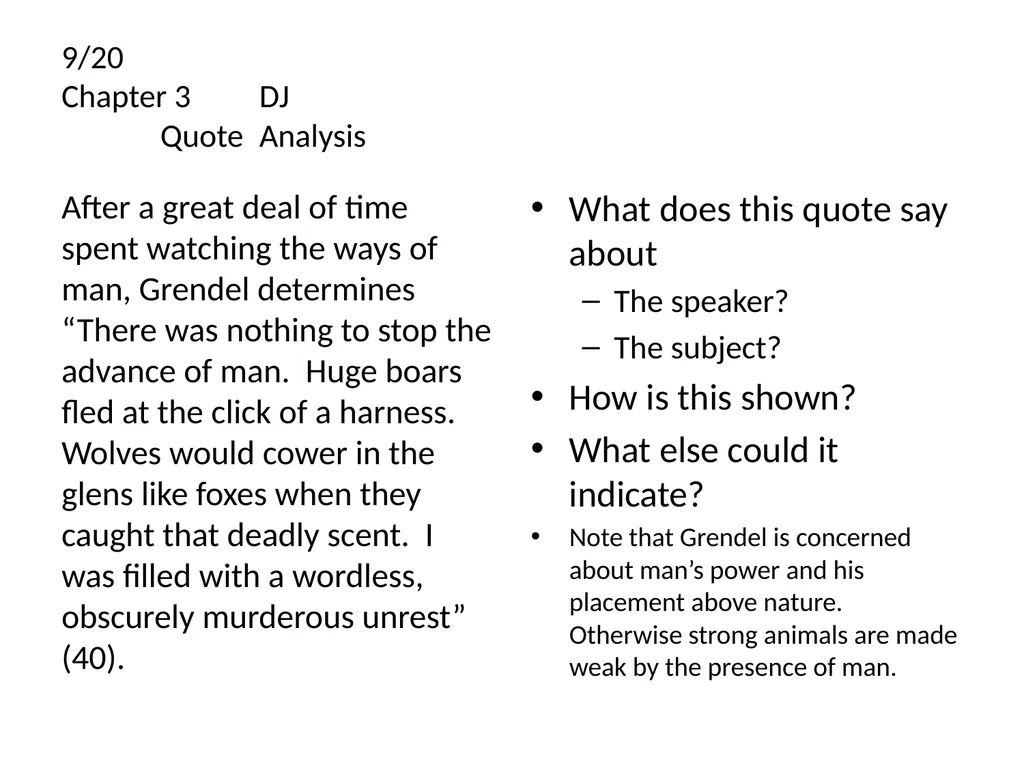Grendel by John Gardner Passages & Dialectical - slide 25 of 43