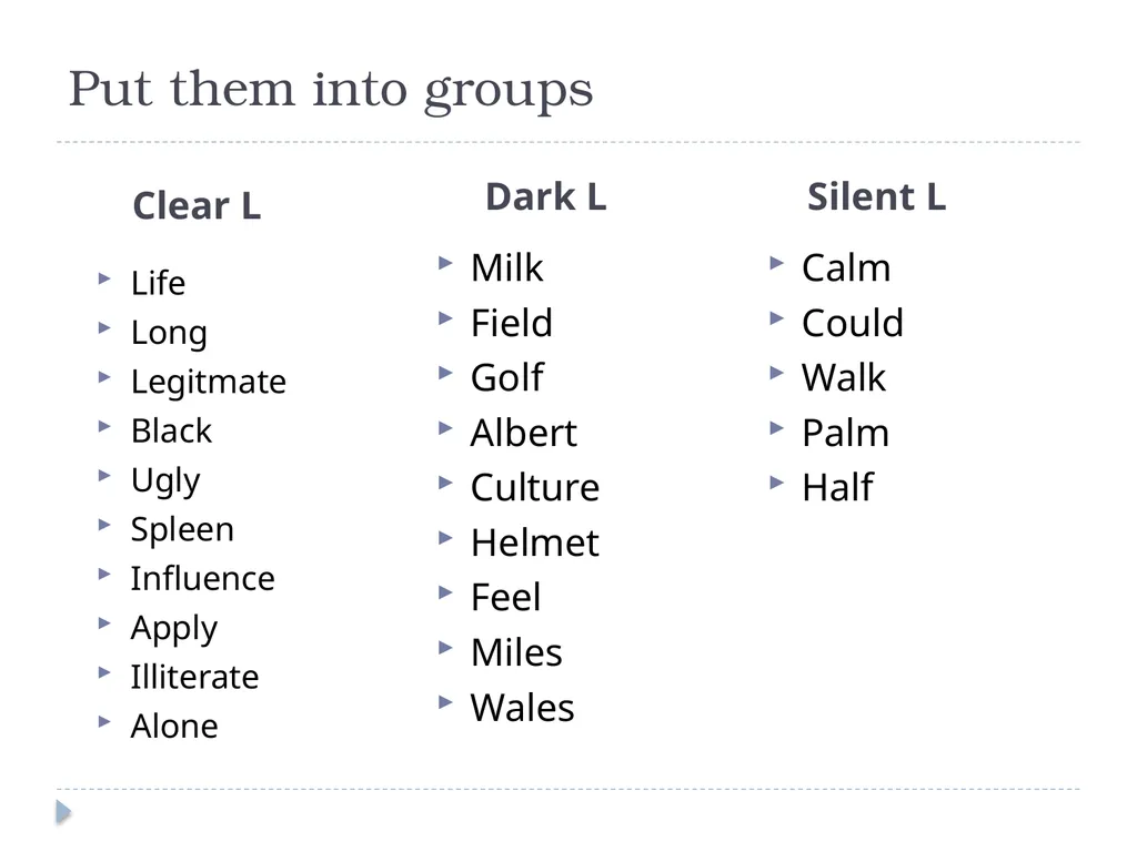 The Pronunciation of /l/ Gerber Luca ET’S TALK - slide 3 of 12