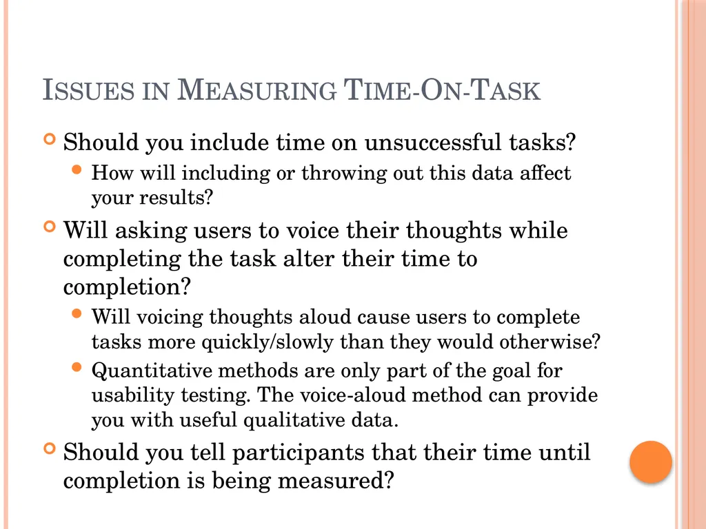 Evaluating Usability Data & Analysis Types of Data - slide 20 of 31