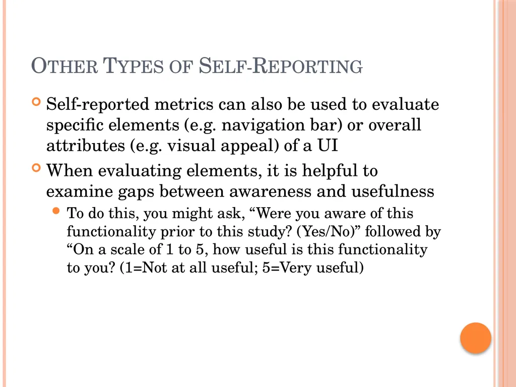 Evaluating Usability Data & Analysis Types of Data - slide 31 of 31