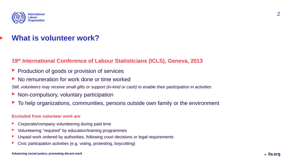 Volunteer work statistics Measurement - slide 2 of 10