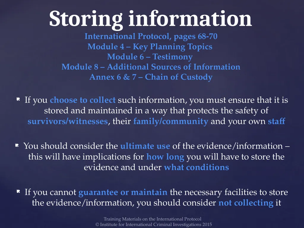 Module 9 – Storing Information Training Materials - slide 4 of 13