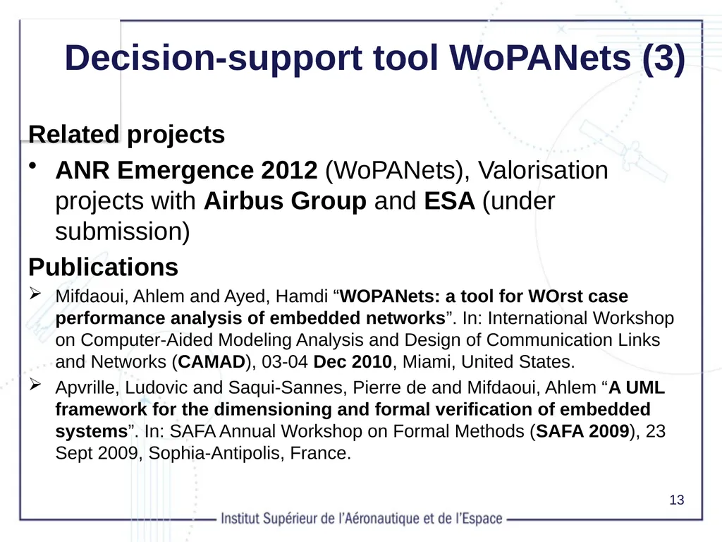 WoPANets: Decision-support Tool for real-time - slide 13 of 15