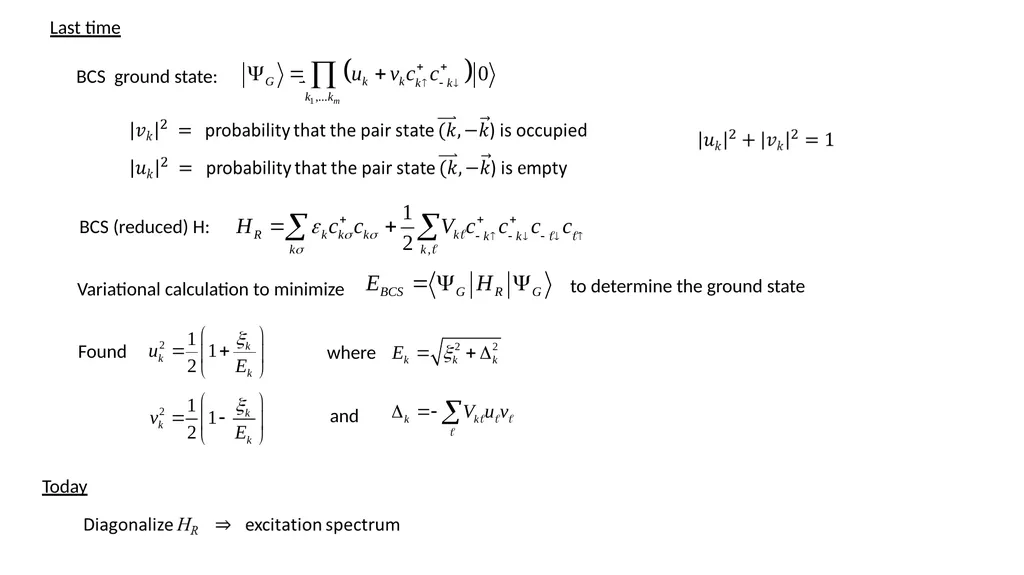 Lecture 10: BCS theory --- Thermodynamics, - slide 2 of 12