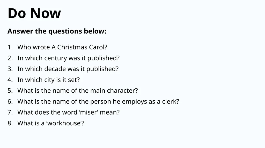 Do Now Answer the questions below: Who wrote A - slide 1 of 20