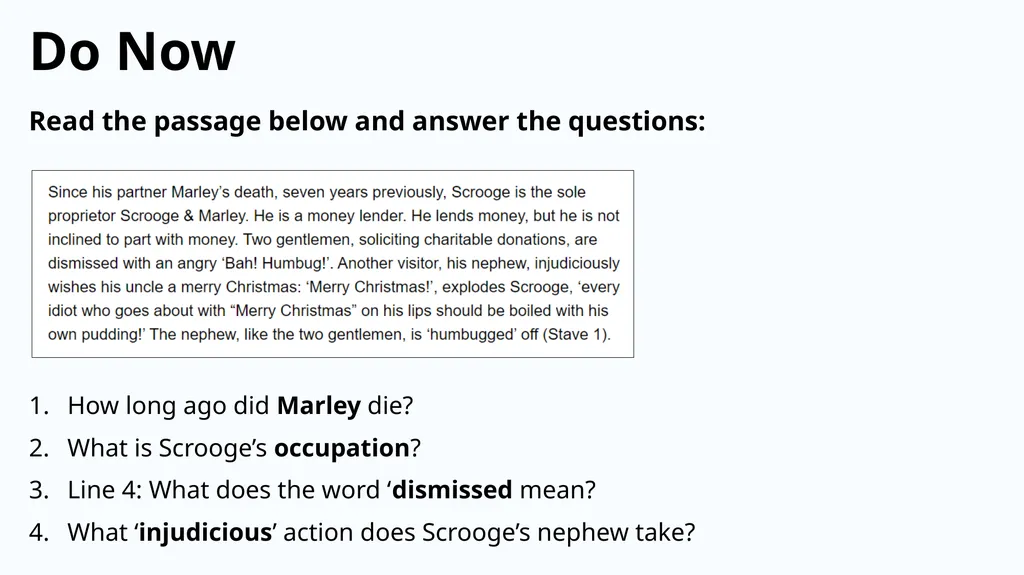 Do Now Answer the questions below: Who wrote A - slide 2 of 20