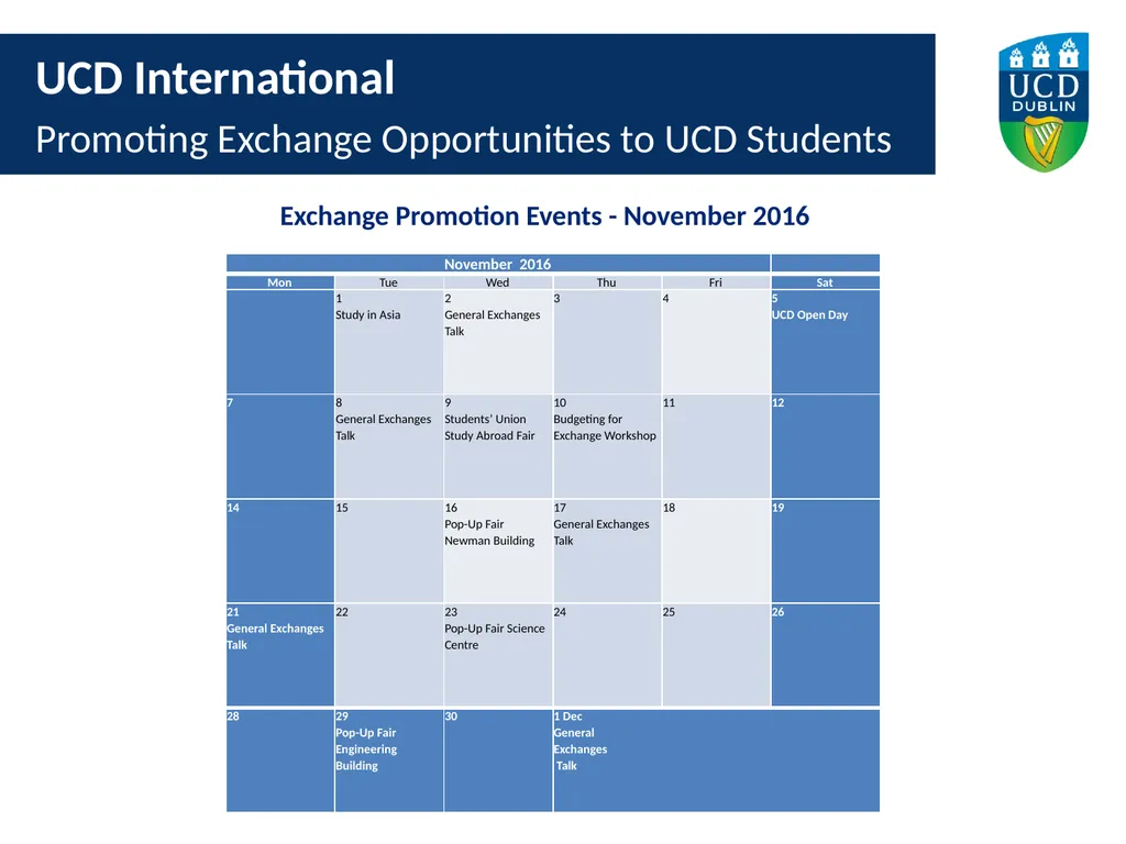 UCD International Promoting Exchange Opportunities - slide 12 of 15
