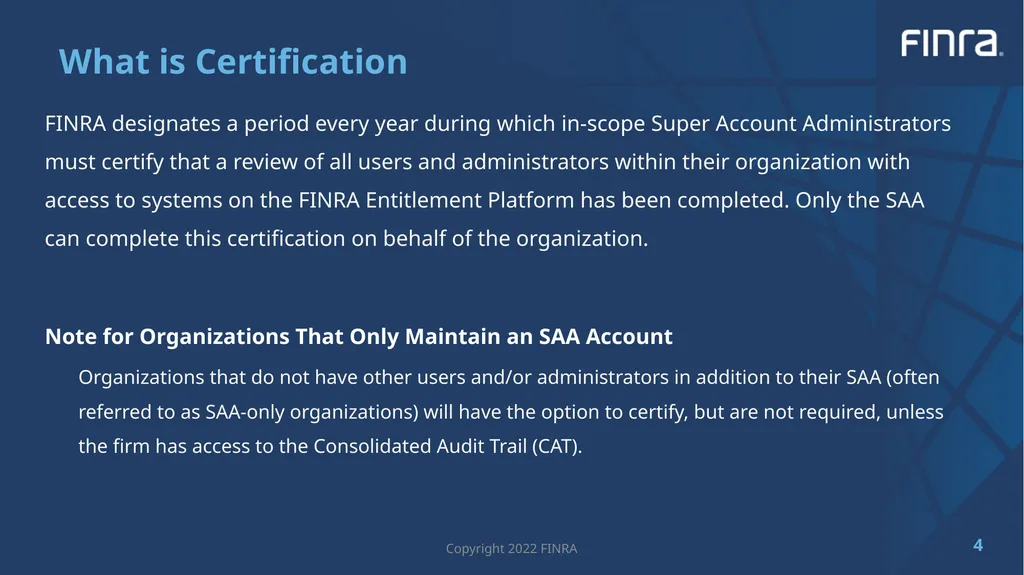2022 Entitlement User Accounts Certification FIP - slide 4 of 10