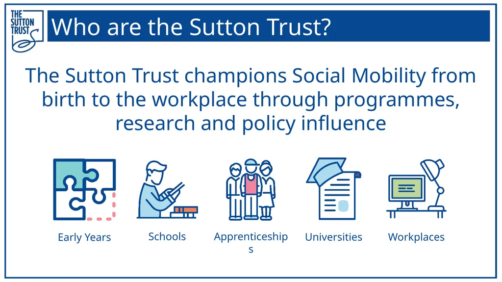 Who are the Sutton Trust? The Sutton Trust - slide 2 of 18