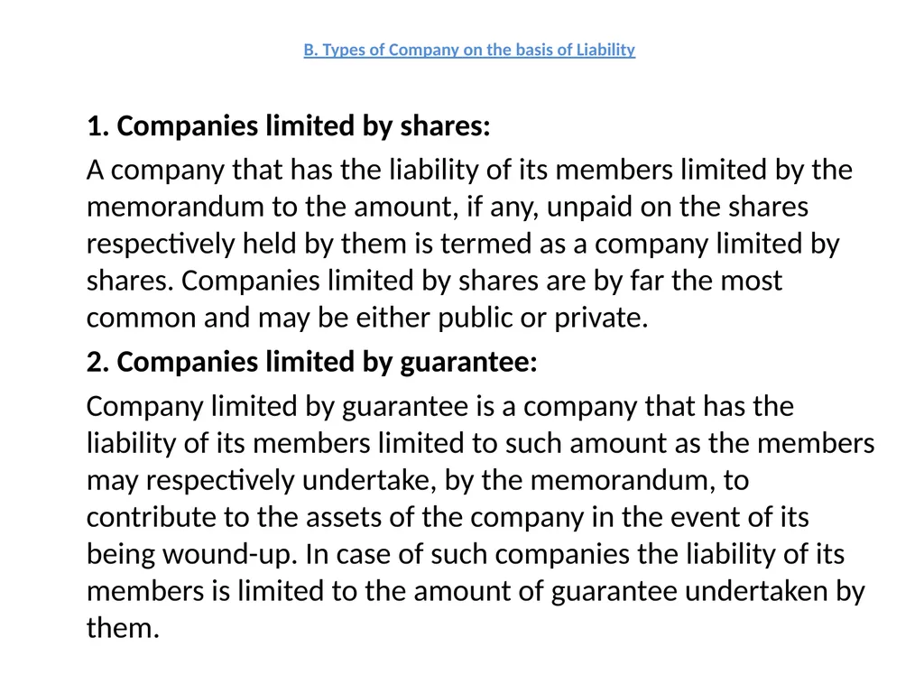 CORPORATE LAW UNIT 1: Types of Companies (part-I) - slide 5 of 9