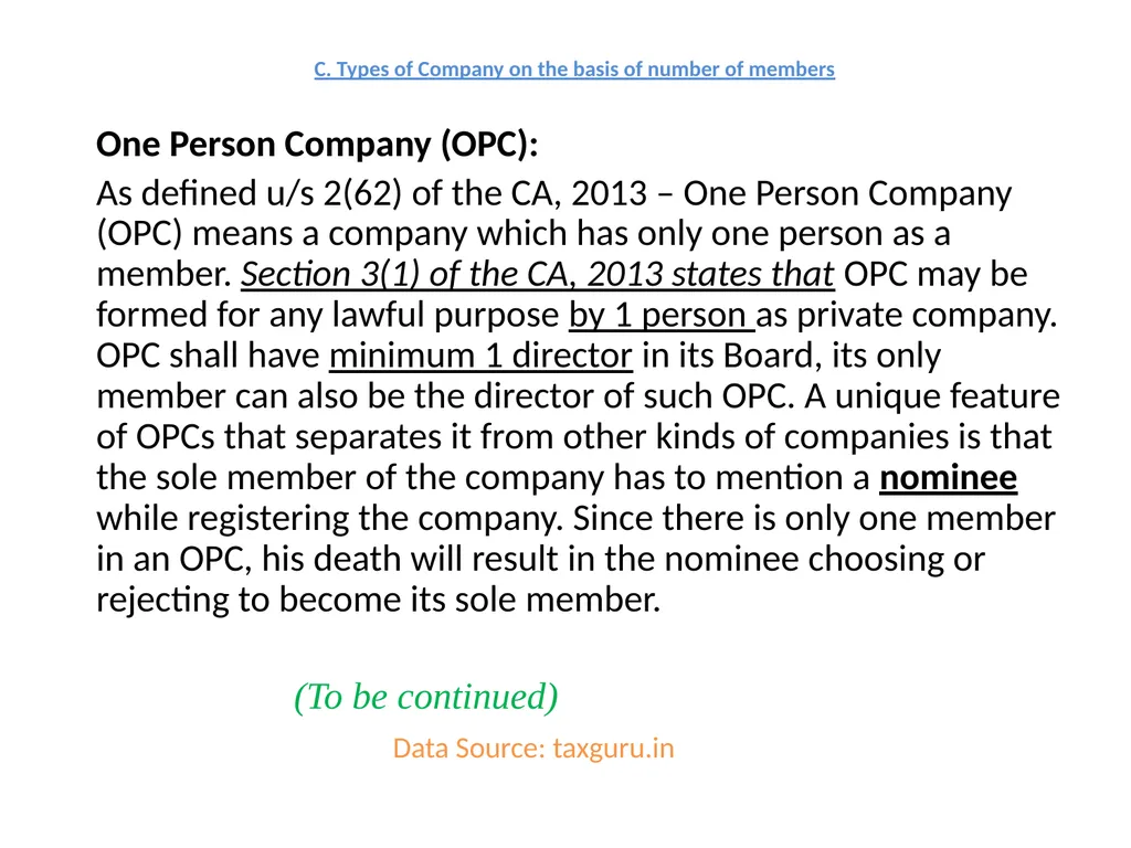 CORPORATE LAW UNIT 1: Types of Companies (part-I) - slide 9 of 9
