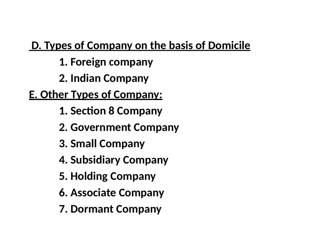 CORPORATE LAW UNIT 1: Types of Companies (part-I) - slide 3 of 9