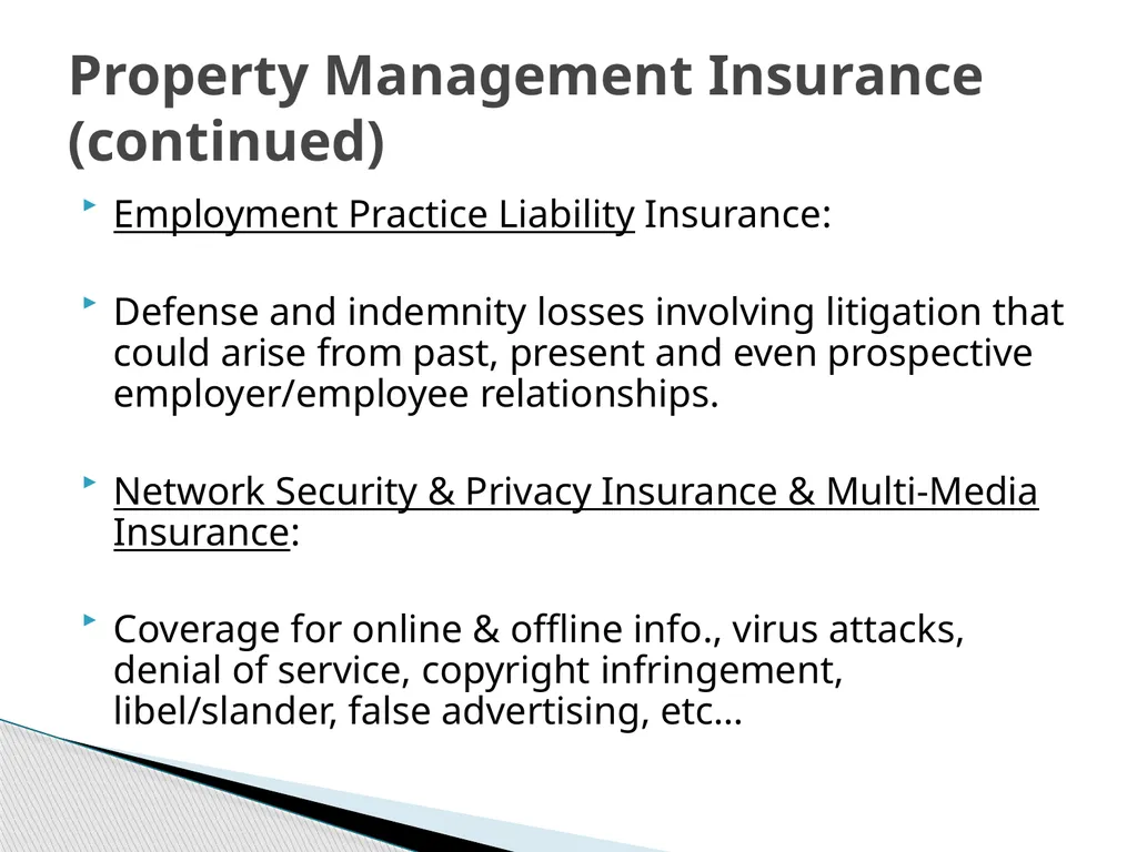 Property Management Insurance & Liability Issues - slide 15 of 19