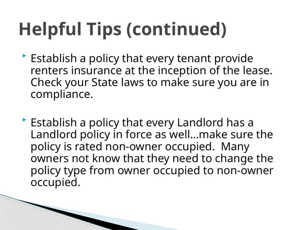 Property Management Insurance & Liability Issues - slide 19 of 19