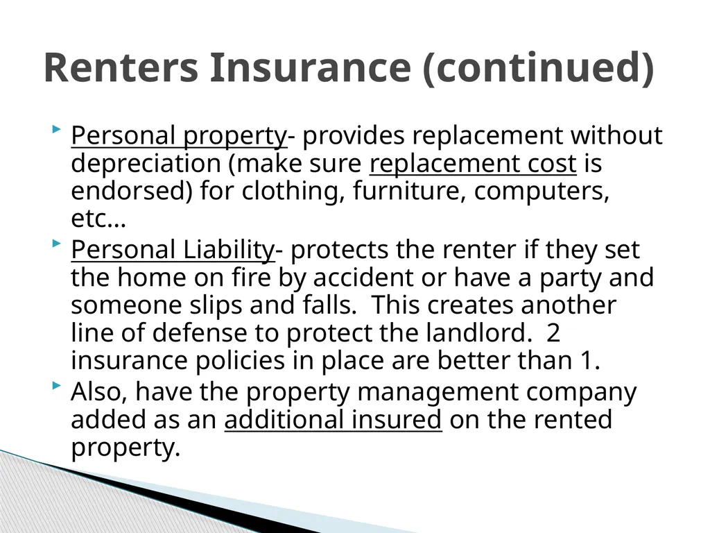 Property Management Insurance & Liability Issues - slide 10 of 19