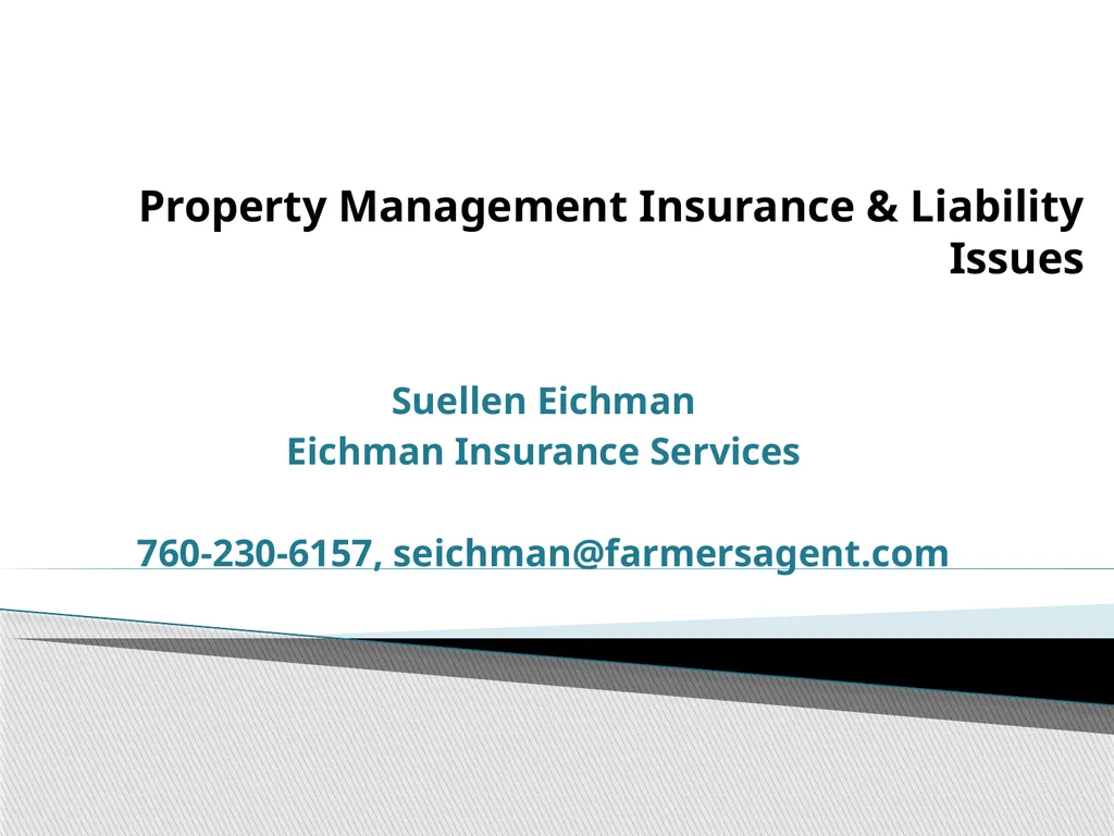 Property Management Insurance & Liability Issues - slide 1 of 19