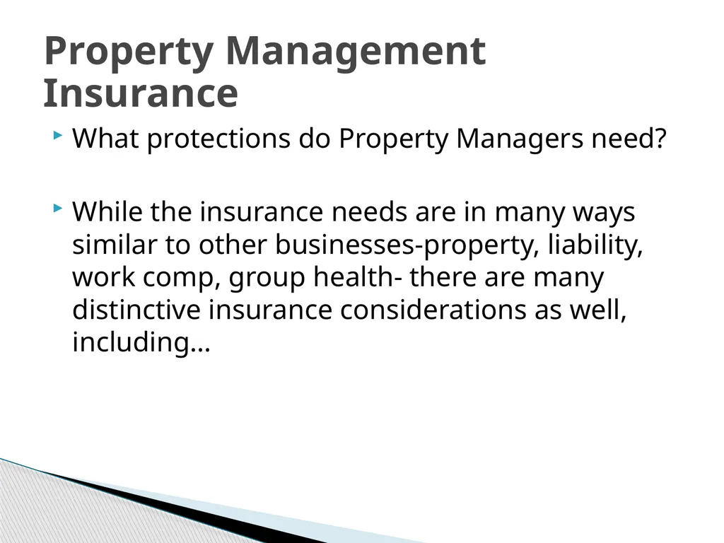 Property Management Insurance & Liability Issues - slide 13 of 19