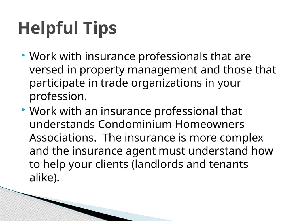 Property Management Insurance & Liability Issues - slide 17 of 19