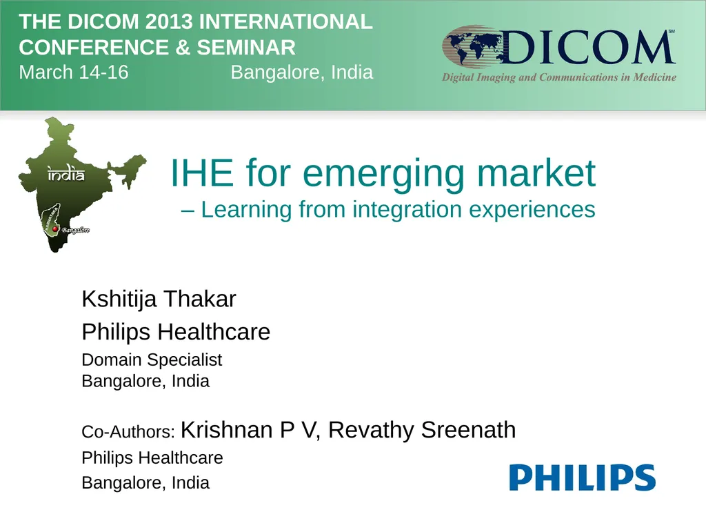 IHE for emerging market – Learning from - slide 1 of 14