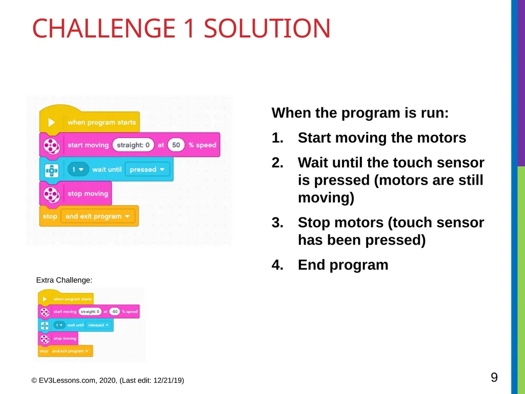EV3 Classroom: Touch Sensor BEGINNER PROGRAMMING - slide 9 of 13