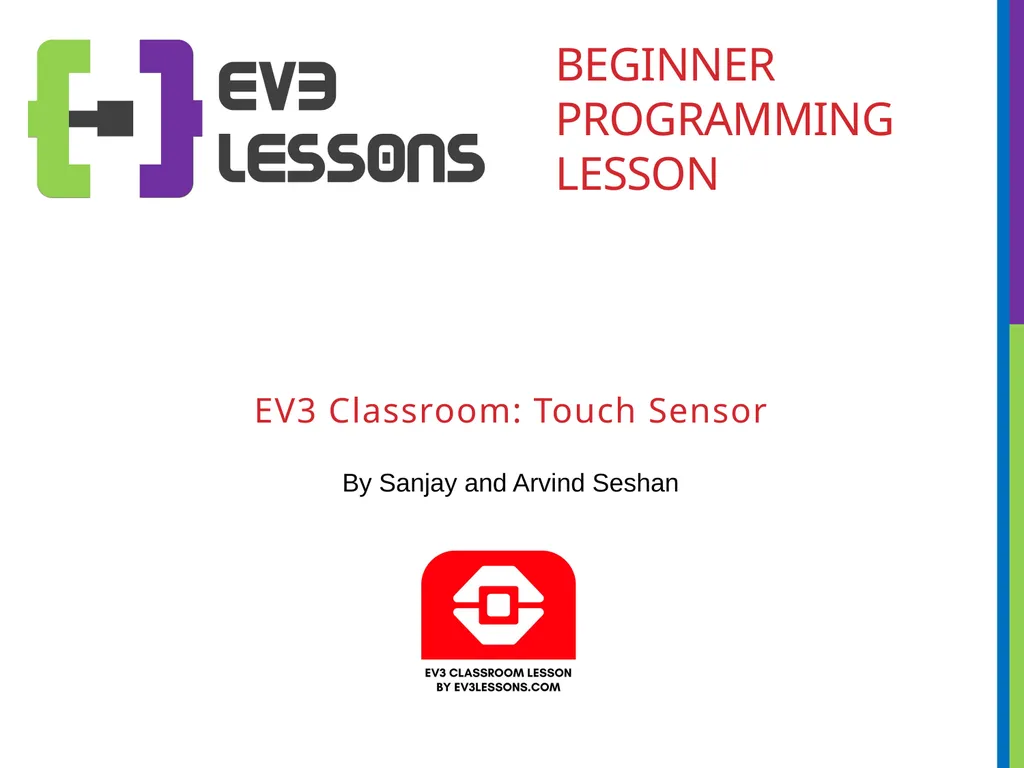 EV3 Classroom: Touch Sensor BEGINNER PROGRAMMING - slide 1 of 13