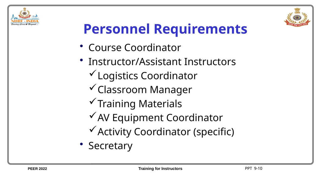 Unit 9 Facilities and Course Coordination Unit 9 - slide 11 of 21