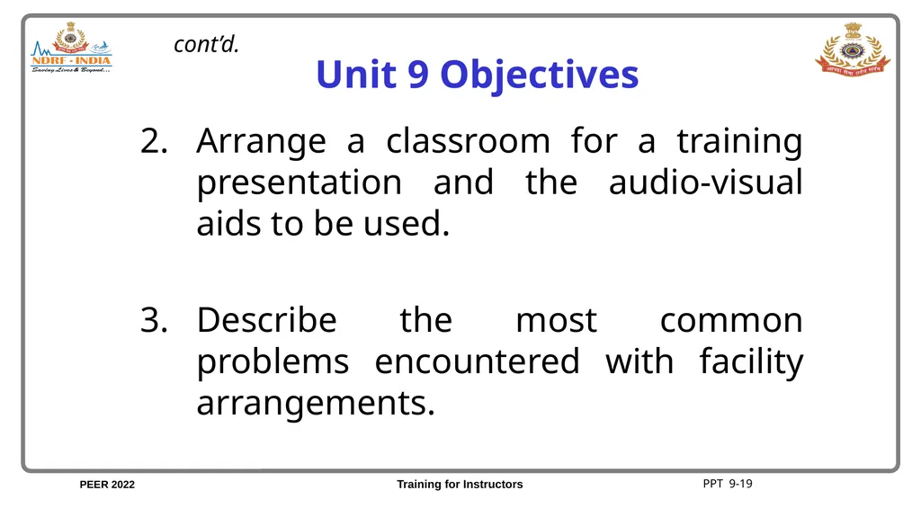 Unit 9 Facilities and Course Coordination Unit 9 - slide 20 of 21