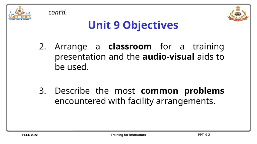 Unit 9 Facilities and Course Coordination Unit 9 - slide 3 of 21